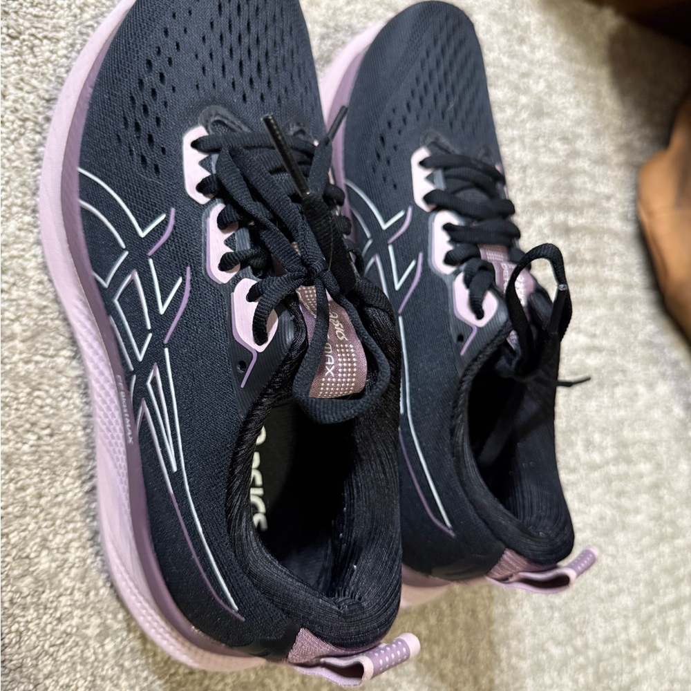 Asics Black and Purple Athletic Shoes with Sleek Design